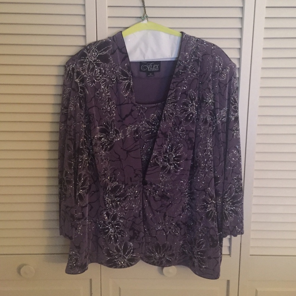 Alex Evenings two piece top with jacket